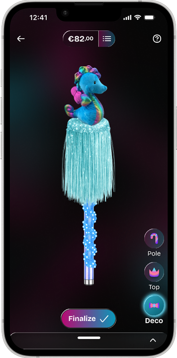 V2 of the totem customizer: a clearer “Finalize” CTA confirms the totem is complete.