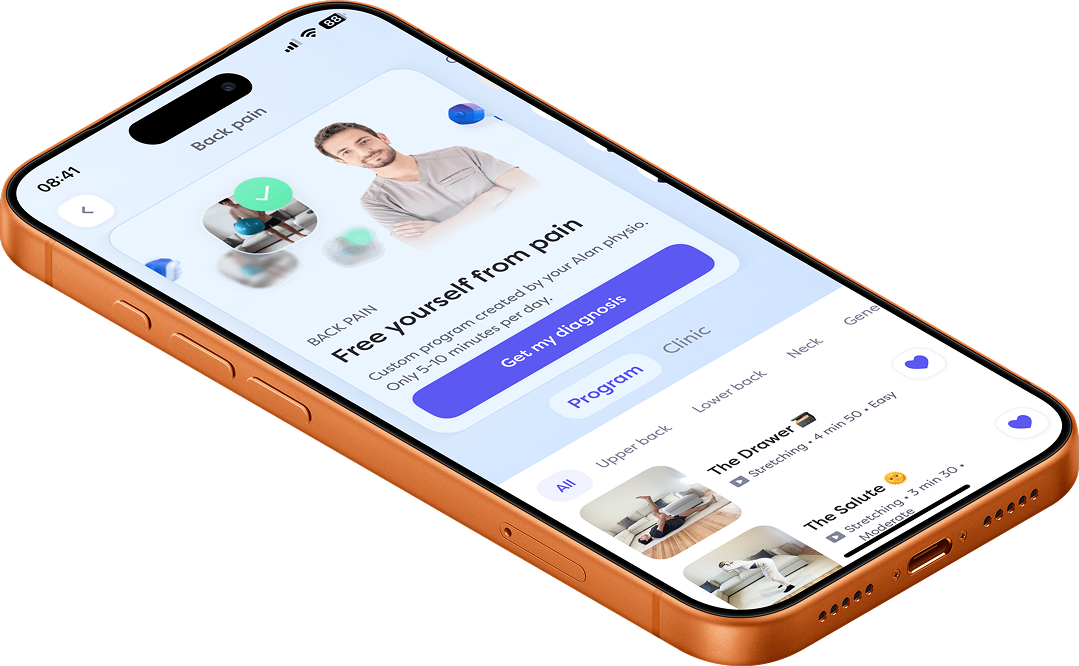 Alan Back Pain mobile care path with guided video exercises